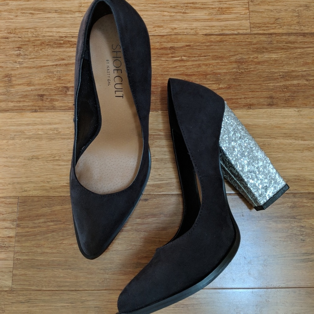 (NWOT) Glitter block heels